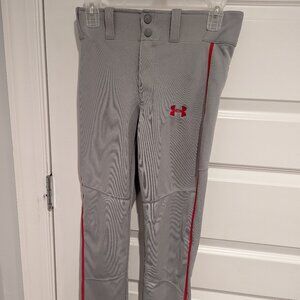 Under Armour baseball pants gray/red in youth medium - lightly worn
